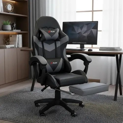 Cadeira Gamer Ergonômica Profissional Reclinável X-ray Cor Cinza