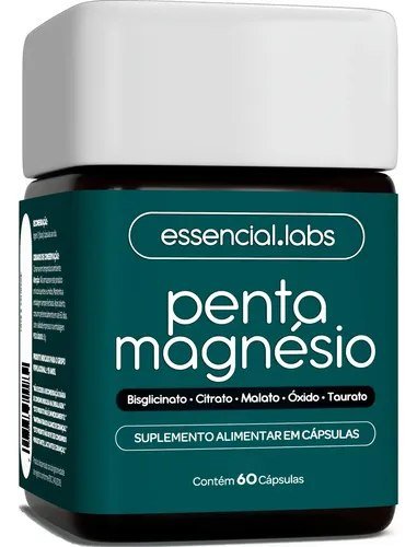 PENTA MAGNÉSIO - Bisglicinato + Dimalato + Citrato + Taurato + Óxido de Magnésio - 60 Cápsulas