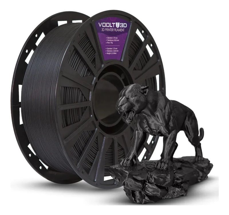 Filamento PLA Preto Velvet Aveludado 1kg Alta Velocidade High Speed