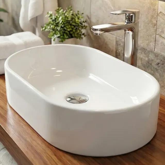Cuba Pia De Sobrepor Banheiro Lavabo Lavatório Armário Gabinete Suspenso Oval Branca Mármore Sintético 40x23