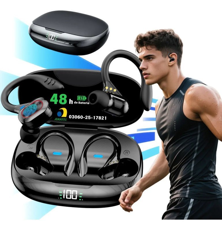Fone de Ouvido JSKJ TWS S730 Bluetooth Esportivo Preto