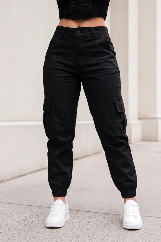Calça Cargo Jogger Jeans Feminina Com Bolso Lateral Premium