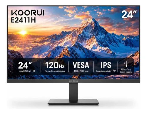 Monitor 24 Polegadas Koorui Ips 120hz Full Hd Ultra Slim Preto 127/220v