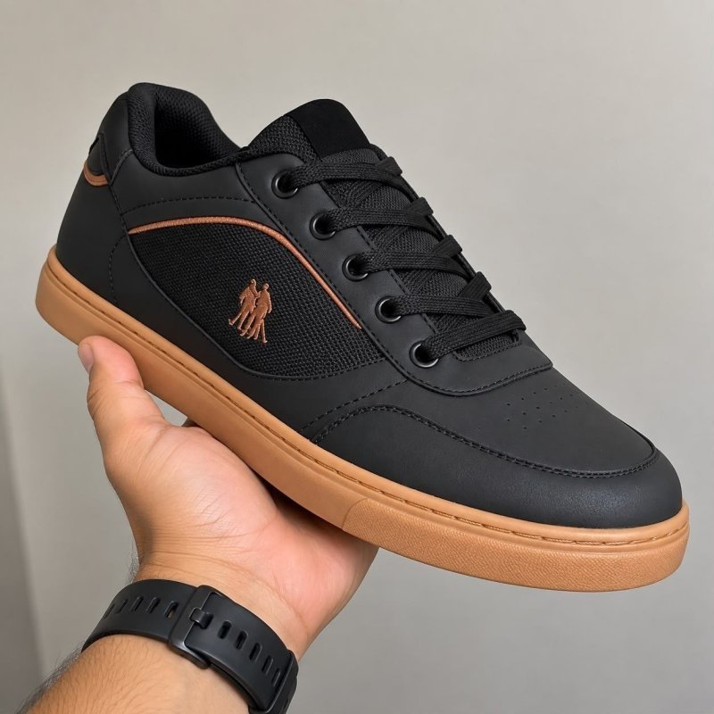 Tênis Casual Street Polo Wear Preto Urban