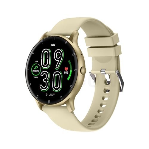 Bettdow Smartwatch Relógio inteligente com Al integrada, atende/faz chamadas, relógio esportivo feminino e masculino de 1,28" à prova d'água IP67, para celulares Android e iOS FB051 (Ouro Champanhe)