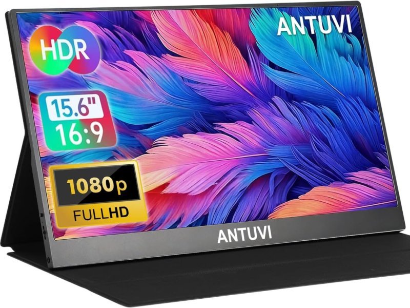 ANTUVI Monitor Portátil 15.6''+ Case, 1080P, MINI Segunda de Notebook Extensor De Tela