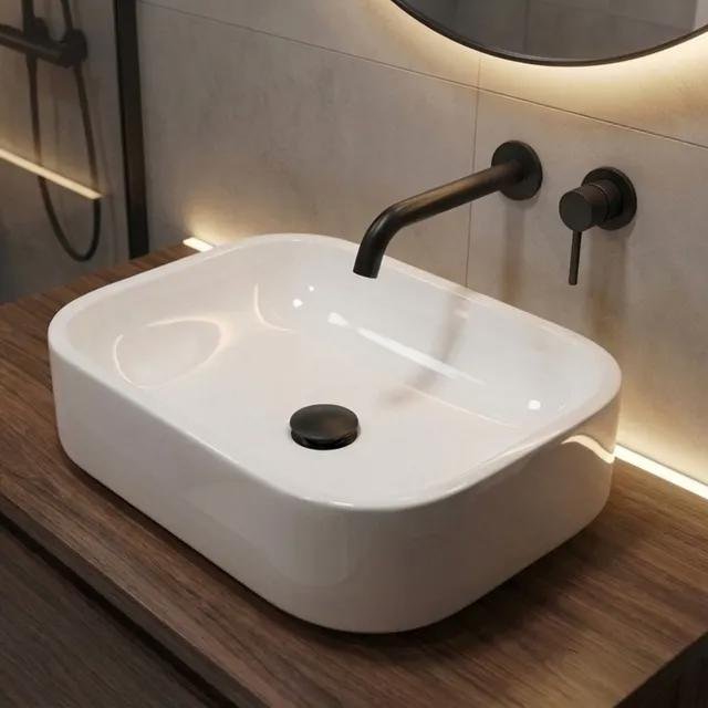 Cuba Pia De Apoio Sobrepor 37x27cm Branca Para Banheiro Lavabo Armário Gabinete Suspenso Luce