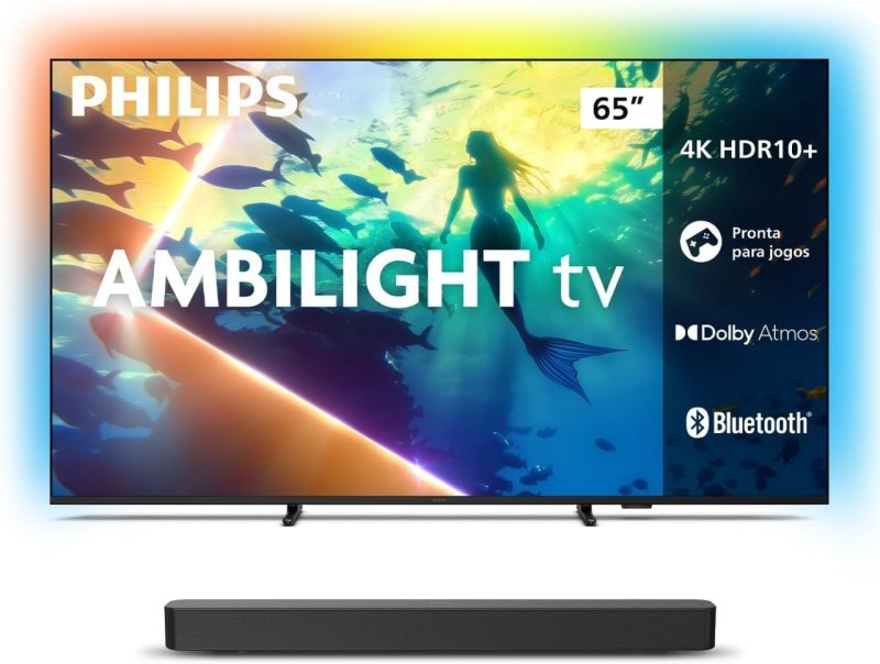 Philips Smart TV 65" 4K Ambilight - Titan OS + Soundbar TAB4000