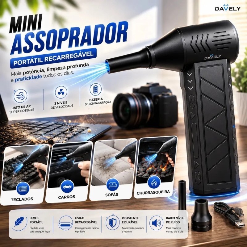 Mini Ventilador Soprador Ar Turbo 130000rpm