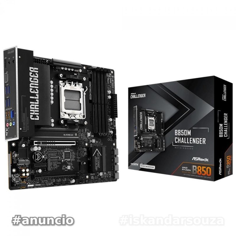 Placa Mãe ASRock B850M Challenger, Chipset B850, AMD AM5, mATX, DDR5