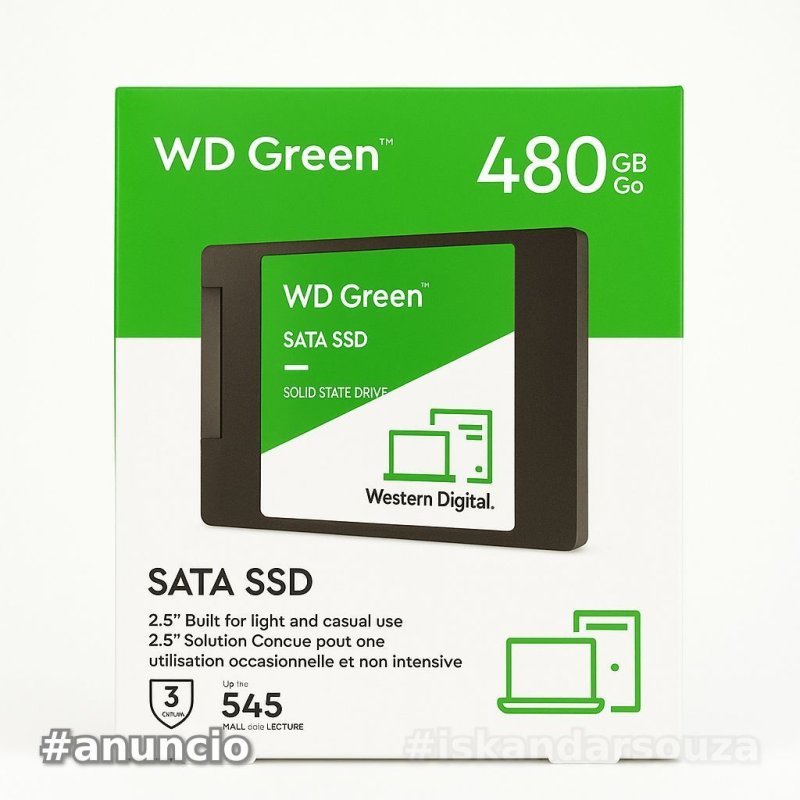 SSD WD Green 480GB INTERNO WESTERN DIGITAL SATA3 WD GREEN WDS480G3G0A 480GB VERDE