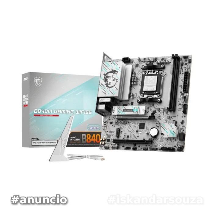 Placa Mãe MSI B840M Gaming WiFi 6E AM5 DDR5 mATX Ryzen M.2 NVMe HDMI DP Gamer