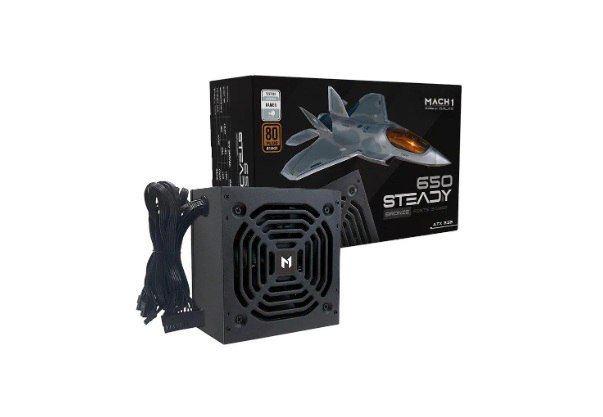 Fonte Mach1 Steady 650w 80 Plus Bronze, Preto