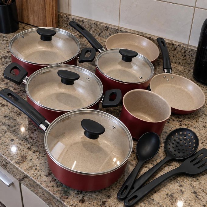Conjunto Panelas Antiaderente 10 Peças Teflon + Frete Grátis