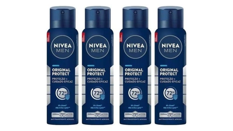 Kit 4 Desodorantes NIVEA MEN Antitranspirante Aerossol Original Protect 150ml