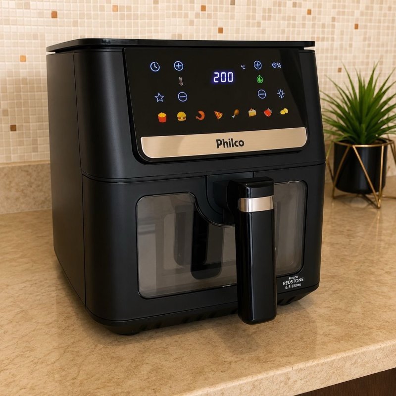 Air Fryer Philco 6,5L Visor Glass e Redstone 1700W PAF65A + Frete Grátis
