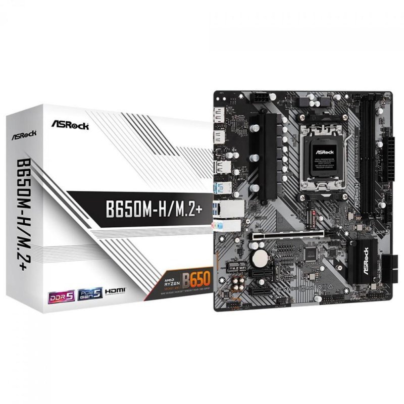 Placa Mãe ASRock B650M-H/M.2+, Chipset B650, AMD AM5, mATX, DDR5