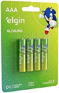 Pilha Alcalina, Elgin, Palito AAA, Blister com 4
