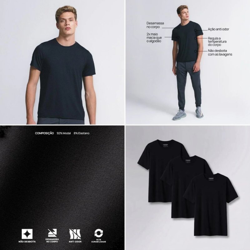 Kit 3 Camisetas Light Insider Preto