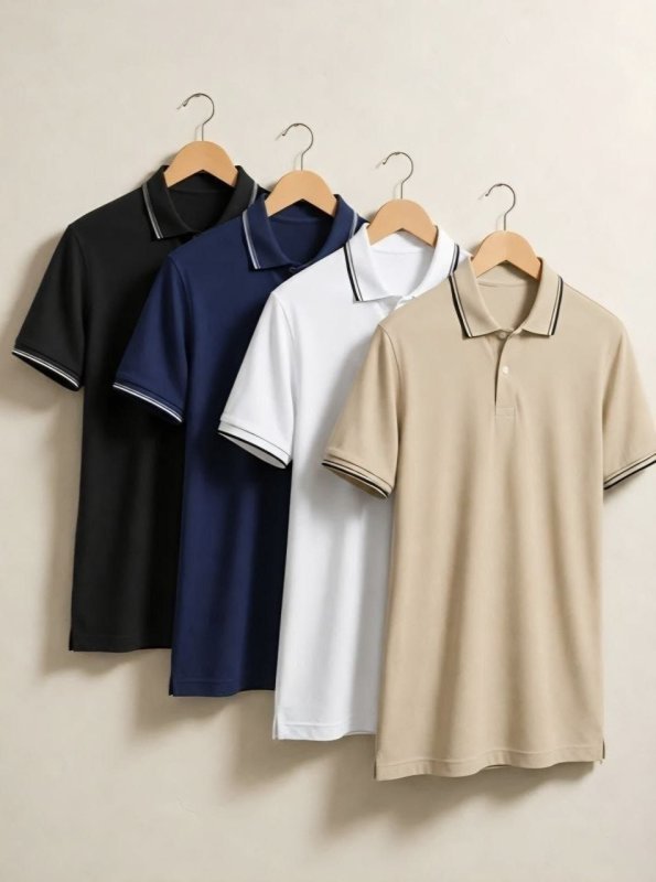 Kit 4 Camisa Gola Polo Piquet Masculina Slim Casual Algodão