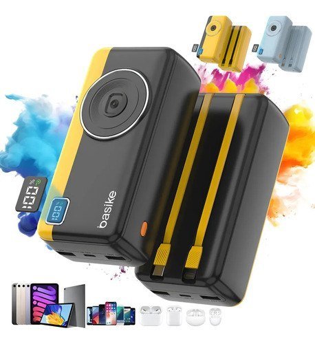 Power Bank Basike 30000mAh com Carga Rápida 22.5W e Cabos Integrados para iPhone e Android