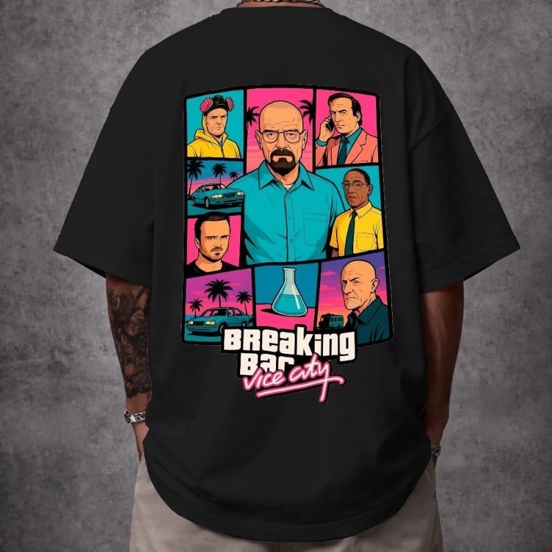 Camiseta Oversized Breakiingg Badd Vice Style Unisse Ref4900 Preto P Personalizado