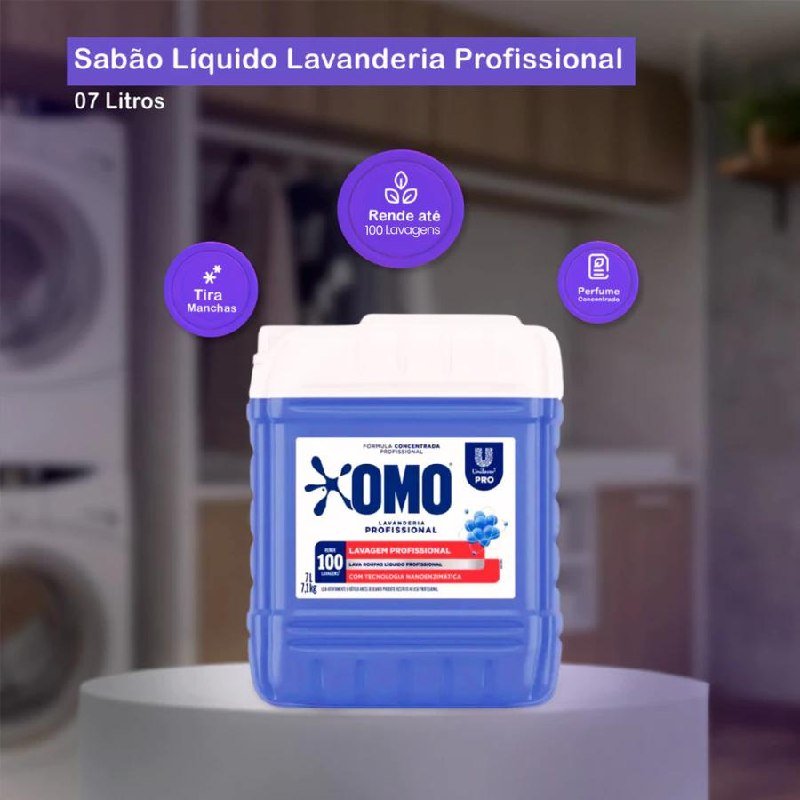 Lava Roupas OMO Lavanderia Pro Líquido 7L
