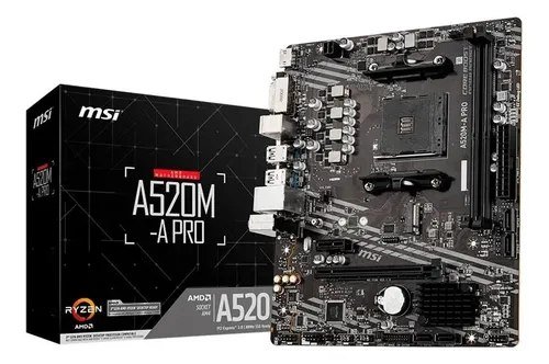 Placa-mãe Msi A520m-a Pro Amd Am4 Matx Ddr4 Preto
