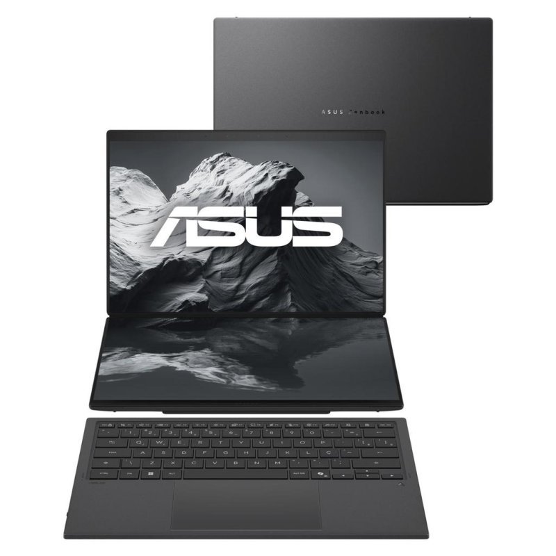 Notebook ASUS Zenbook DUO Intel Core Ultra X9 378H 32GB 1TB SSD Win11 Home 14" Duas Telas OLED 2.8K Moher Gray - SN608W