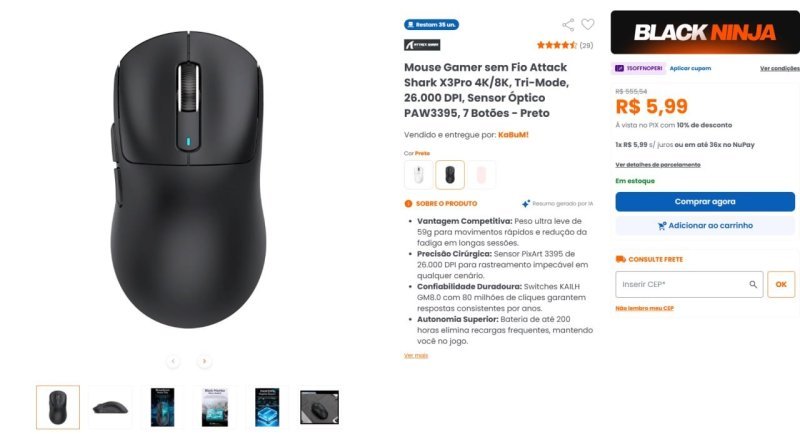 Oferta especial em produtos