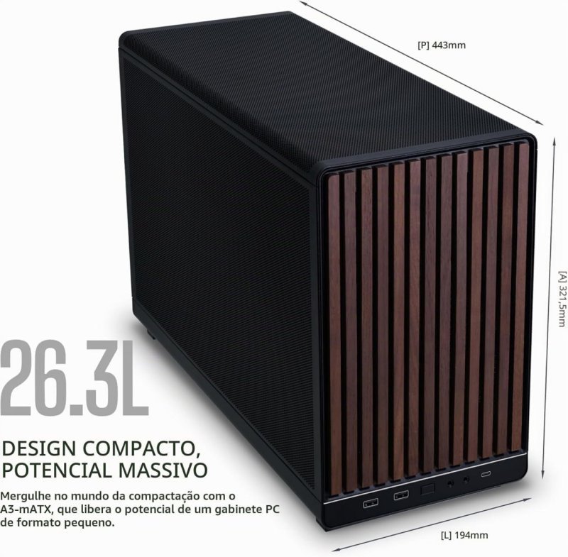 Gabinete Lian Li A3 Micro ATX Wood Edition Preto A3-MATX-WD