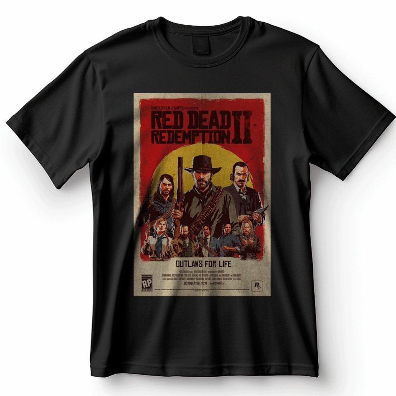 Camiseta 100% Algodão Red Dead Redemption II
