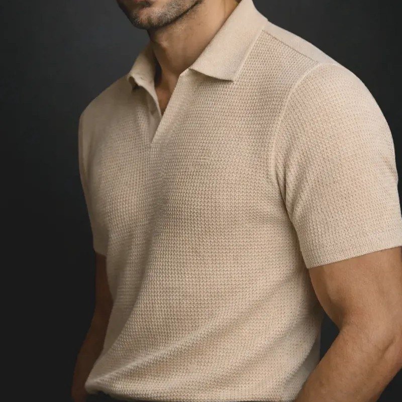 Camisa Camiseta Polo Masculina Texturizada Sem Botão (P ao GG)