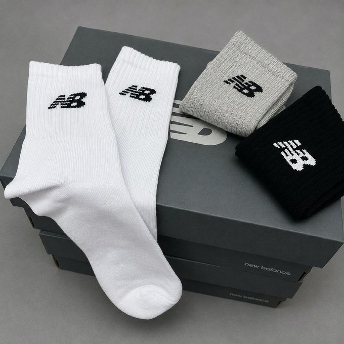 Kit com 3 Pares de Meias New Balance Cano Longo