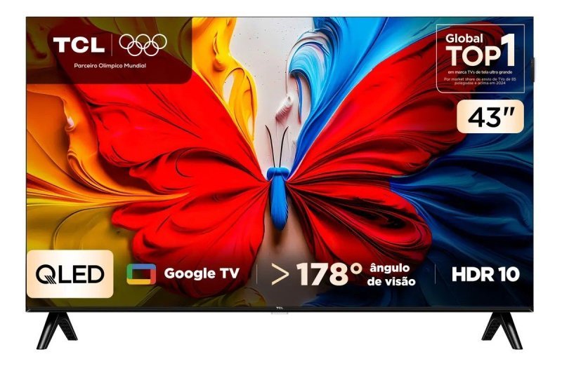 Smart Tv Tcl 43 Polegadas 43s5k Fhd Qled Hdr10 Google Tv