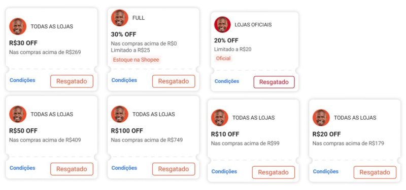 Cupons Shopee Ativos