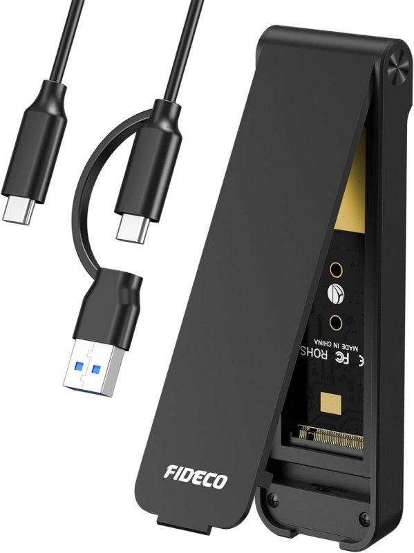 FIDECO Gabinete SSD M.2 NVMe de 10 Gbps, USB 3.2 Gen 2 para SSD PCIe M.2