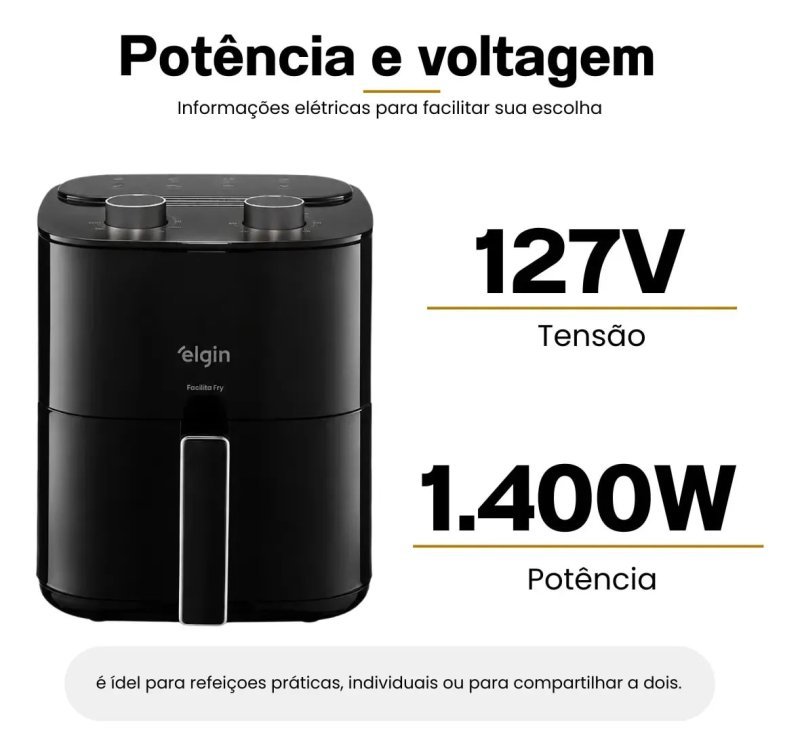 Fritadeira Air Fryer Elgin Facilita Fry 3,5l Potência 1400w 127V