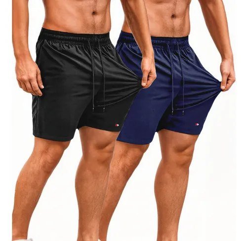 Kit 2 Shorts Bermuda Tactel Elástico Sandrini Academia Sport