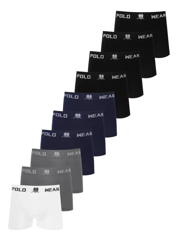 Polo Wear Kit 10 Cuecas Boxer Sem Costura Sortido