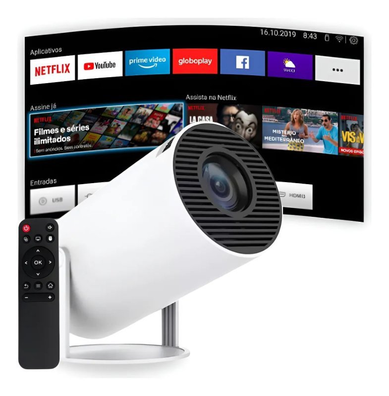 Projetor Portátil 4K HD Android 11.0 Smart Wi-Fi 5G Bluetooth