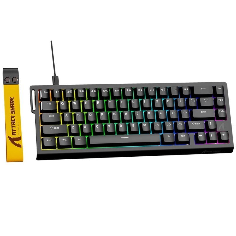 Teclado Magnético Gamer Attack Shark X68 HE, Rapid Trigger, 8000Hz, 0.01mm, 65%, Black, Preto AS-X68HE-BK