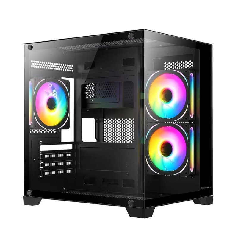 Gabinete Gamer Husky Dome 10, Micro-ATX, Lateral e Frontal em Vidro, Sem Fans, Preto HGN10PT