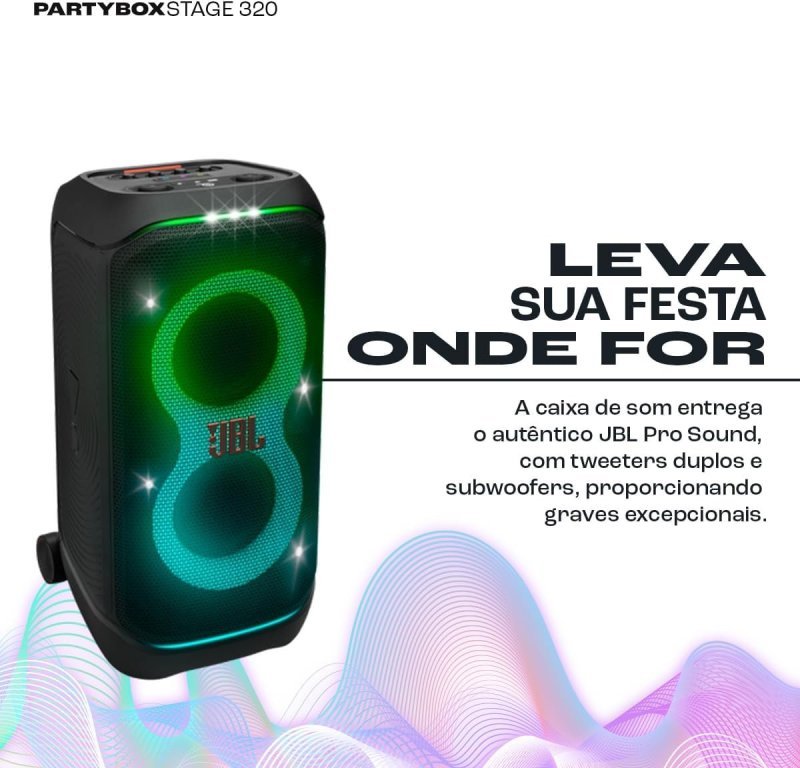 JBL PartyBox Stage 320 - 240W RMS - Bluetooth Portátil Show de Luzes