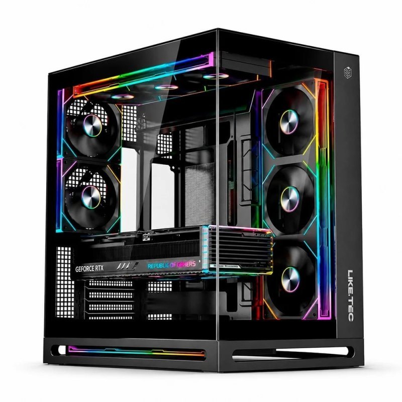 Gabinete Gamer Liketec Cygnus Dark, ATX, Mid Tower, Vidro Temperado, Sem Fans, Preto LT-GB-CYGNUS-DARK-V1