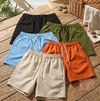 Shorts Linho Masculino Sandrini Casual Verão Confortável (P ao XG)