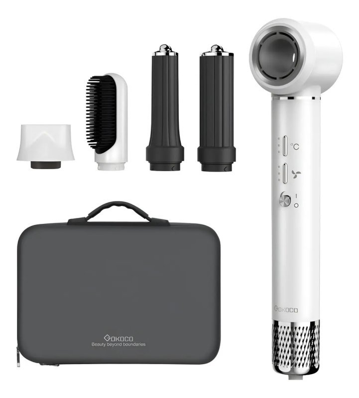 Secador de Cabelo Gokoco 5 em 1 com Escova Hot Air Styler - Branco