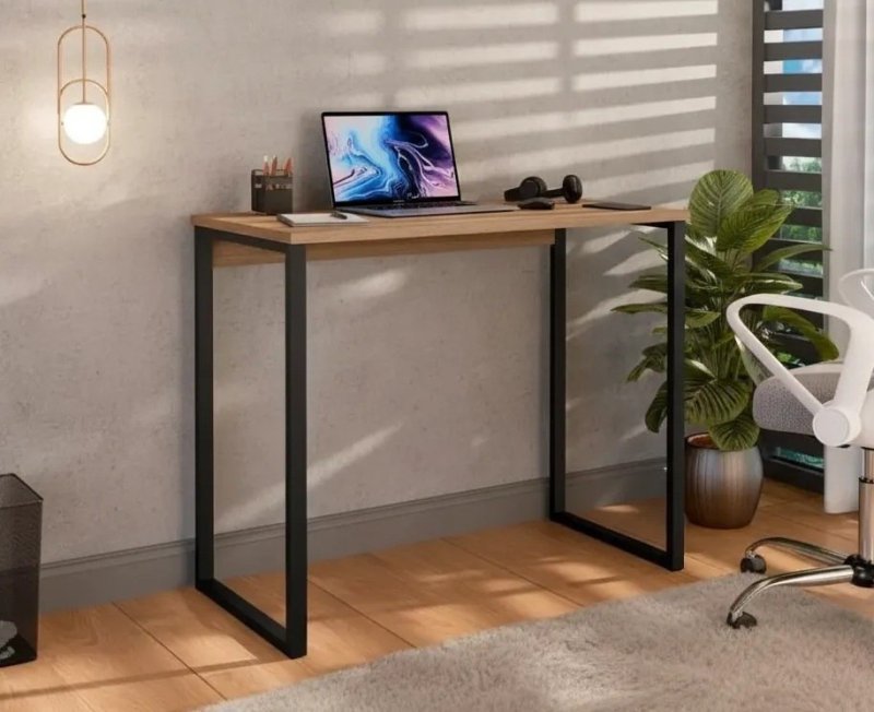 Escrivaninha Industrial Mesa Office Aço Mdf