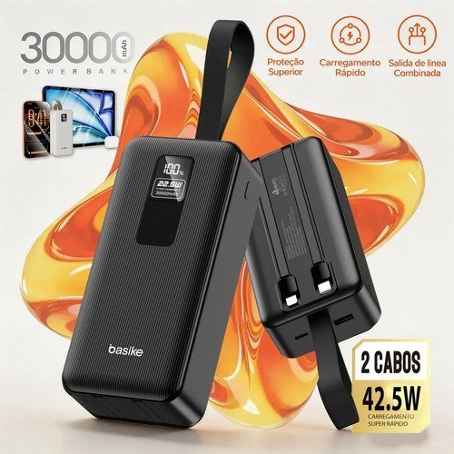 Basike Power Bank 30000mAh com Carga Rápida Turbo 42.5W