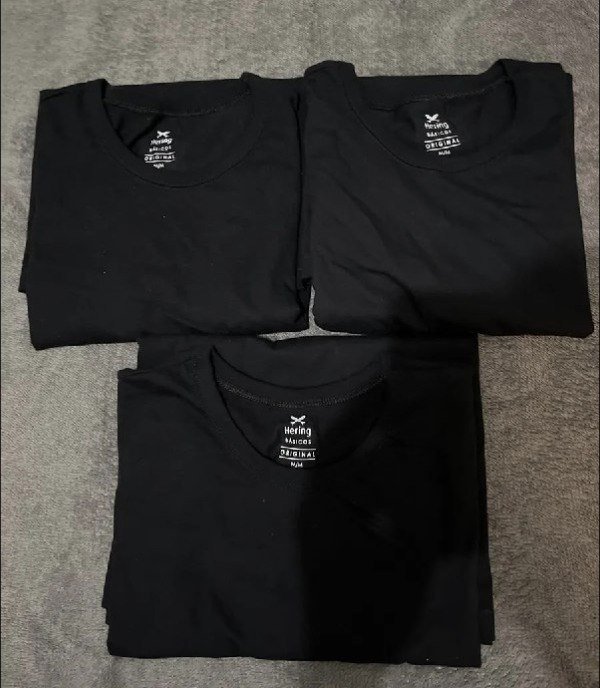 Kit Com 3 Camisetas Masculinas Slim Gola V Hering
